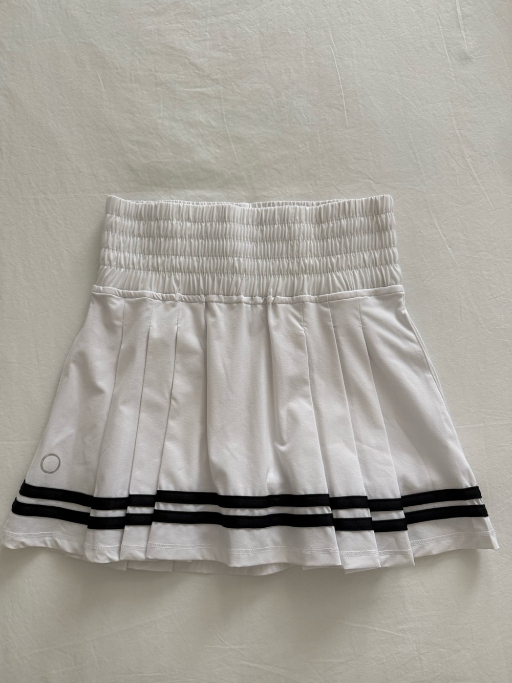 Bubble Lifestyle Monroe Pleated Tennis Skirt White with Black Stripes- Small